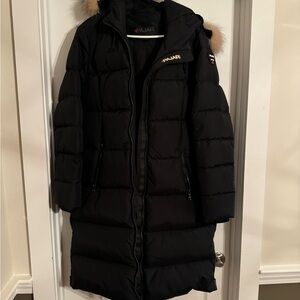 Pajar Black Quilted Coat with Fur Trim